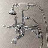 Aqua Vintage Three-Handle 2-Hole Tub Wall Mount Clawfoot Tub Faucet with Hand Shower