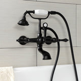 Aqua Vintage Three-Handle 2-Hole Tub Wall Mount Clawfoot Tub Faucet with Hand Shower