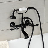 Aqua Vintage Three-Handle 2-Hole Tub Wall Mount Clawfoot Tub Faucet with Hand Shower