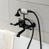 Aqua Vintage Three-Handle 2-Hole Tub Wall Mount Clawfoot Tub Faucet with Hand Shower