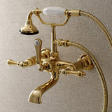 Aqua Vintage Three-Handle 2-Hole Tub Wall Mount Clawfoot Tub Faucet with Hand Shower