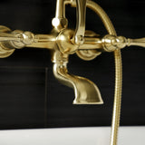 Aqua Vintage Three-Handle 2-Hole Tub Wall Mount Clawfoot Tub Faucet with Hand Shower