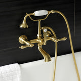 Aqua Vintage Three-Handle 2-Hole Tub Wall Mount Clawfoot Tub Faucet with Hand Shower