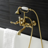 Aqua Vintage Three-Handle 2-Hole Tub Wall Mount Clawfoot Tub Faucet with Hand Shower