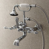 Aqua Vintage Three-Handle 2-Hole Tub Wall Mount Clawfoot Tub Faucet with Hand Shower