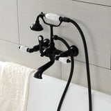Aqua Vintage Three-Handle 2-Hole Tub Wall Mount Clawfoot Tub Faucet with Hand Shower