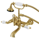 Aqua Vintage Three-Handle 2-Hole Tub Wall Mount Clawfoot Tub Faucet with Hand Shower