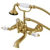 Aqua Vintage Three-Handle 2-Hole Tub Wall Mount Clawfoot Tub Faucet with Hand Shower