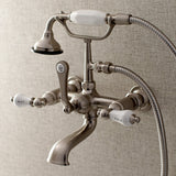 Aqua Vintage Three-Handle 2-Hole Tub Wall Mount Clawfoot Tub Faucet with Hand Shower