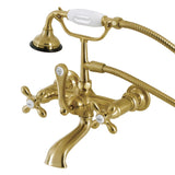 Aqua Vintage Three-Handle 2-Hole Tub Wall Mount Clawfoot Tub Faucet with Hand Shower