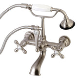 Aqua Vintage Three-Handle 2-Hole Tub Wall Mount Clawfoot Tub Faucet with Hand Shower