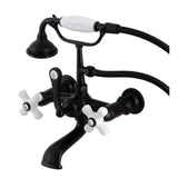 Aqua Vintage Three-Handle 2-Hole Tub Wall Mount Clawfoot Tub Faucet with Hand Shower