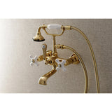 Aqua Vintage Three-Handle 2-Hole Tub Wall Mount Clawfoot Tub Faucet with Hand Shower