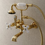 Aqua Vintage Three-Handle 2-Hole Tub Wall Mount Clawfoot Tub Faucet with Hand Shower