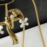 Aqua Vintage Three-Handle 2-Hole Tub Wall Mount Clawfoot Tub Faucet with Hand Shower