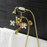 Aqua Vintage Three-Handle 2-Hole Tub Wall Mount Clawfoot Tub Faucet with Hand Shower