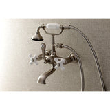 Aqua Vintage Three-Handle 2-Hole Tub Wall Mount Clawfoot Tub Faucet with Hand Shower