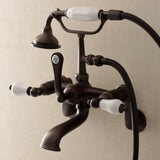 Aqua Vintage Three-Handle 2-Hole Tub Wall Mount Clawfoot Tub Faucet with Hand Shower