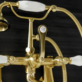 Aqua Vintage Three-Handle 2-Hole Tub Wall Mount Clawfoot Tub Faucet with Hand Shower