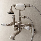 Aqua Vintage Three-Handle 2-Hole Tub Wall Mount Clawfoot Tub Faucet with Hand Shower