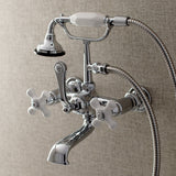 Aqua Vintage Three-Handle 2-Hole Tub Wall Mount Clawfoot Tub Faucet with Hand Shower