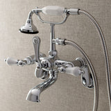 Aqua Vintage Three-Handle 2-Hole Tub Wall Mount Clawfoot Tub Faucet with Hand Shower