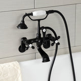 Aqua Vintage Three-Handle 2-Hole Tub Wall Mount Clawfoot Tub Faucet with Hand Shower