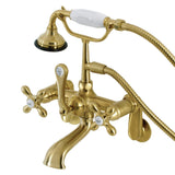 Aqua Vintage Three-Handle 2-Hole Tub Wall Mount Clawfoot Tub Faucet with Hand Shower