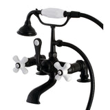 Aqua Vintage Three-Handle 2-Hole Tub Wall Mount Clawfoot Tub Faucet with Hand Shower