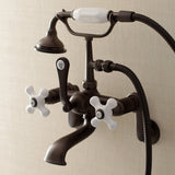 Aqua Vintage Three-Handle 2-Hole Tub Wall Mount Clawfoot Tub Faucet with Hand Shower