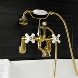 Aqua Vintage Three-Handle 2-Hole Tub Wall Mount Clawfoot Tub Faucet with Hand Shower