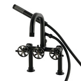 Belknap Three-Handle 2-Hole Deck-Mount Clawfoot Tub Faucet with Hand Shower