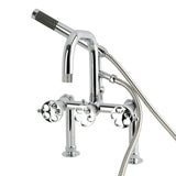 Webb Three-Handle 2-Hole Deck-Mount Clawfoot Tub Faucet with Knurled Handle and Hand Shower