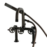 Fuller Three-Handle 2-Hole Deck-Mount Clawfoot Tub Faucet with Hand Shower