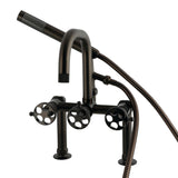 Webb Three-Handle 2-Hole Deck-Mount Clawfoot Tub Faucet with Knurled Handle and Hand Shower
