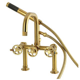 Fuller Three-Handle 2-Hole Deck-Mount Clawfoot Tub Faucet with Hand Shower