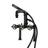 Fuller Three-Handle 2-Hole Deck-Mount Clawfoot Tub Faucet with Hand Shower