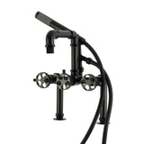 Webb Three-Handle 2-Hole Deck-Mount Clawfoot Tub Faucet with Knurled Handle and Hand Shower