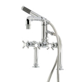 Concord Three-Handle 2-Hole Deck-Mount Clawfoot Tub Faucet with Hand Shower