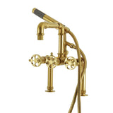 Webb Three-Handle 2-Hole Deck-Mount Clawfoot Tub Faucet with Knurled Handle and Hand Shower