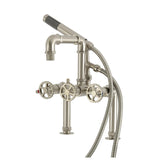 Fuller Three-Handle 2-Hole Deck-Mount Clawfoot Tub Faucet with Hand Shower