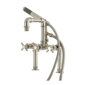 Concord Three-Handle 2-Hole Deck-Mount Clawfoot Tub Faucet with Hand Shower