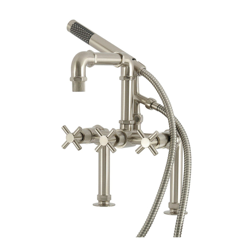 Concord Three-Handle 2-Hole Deck-Mount Clawfoot Tub Faucet with Hand Shower