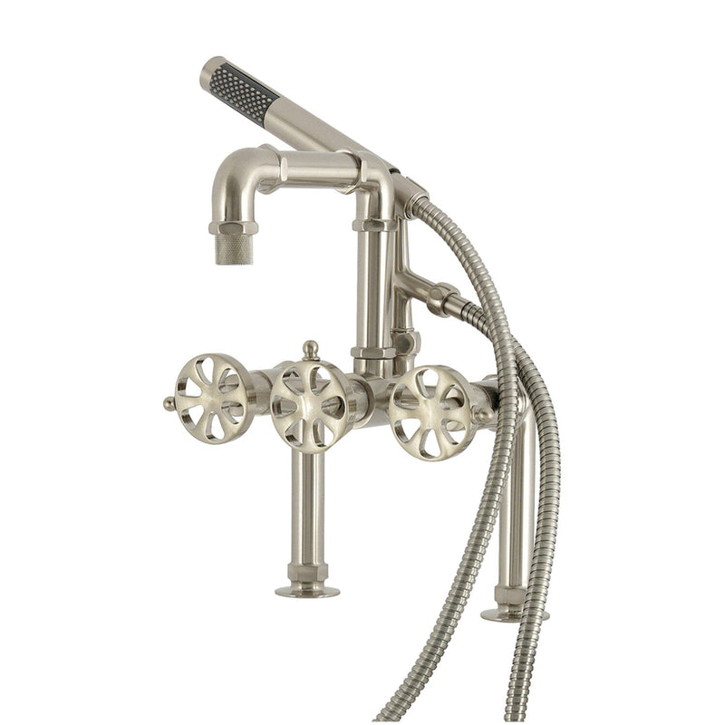 Belknap Three-Handle 2-Hole Deck-Mount Clawfoot Tub Faucet with Hand Shower