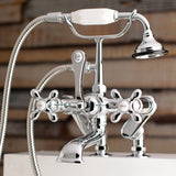 Vintage Three-Handle 2-Hole Deck-Mount Clawfoot Tub Faucet with Hand Shower