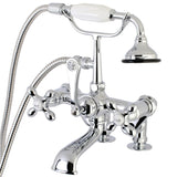 Vintage Three-Handle 2-Hole Deck-Mount Clawfoot Tub Faucet with Hand Shower
