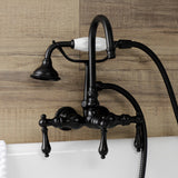 Aqua Vintage Three-Handle 2-Hole Tub Wall Mount Clawfoot Tub Faucet with Hand Shower