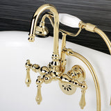 Aqua Vintage Three-Handle 2-Hole Tub Wall Mount Clawfoot Tub Faucet with Hand Shower