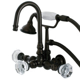 Celebrity Three-Handle 2-Hole Tub Wall Mount Clawfoot Tub Faucet with Hand Shower