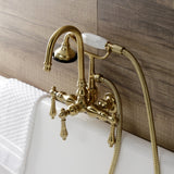 Aqua Vintage Three-Handle 2-Hole Tub Wall Mount Clawfoot Tub Faucet with Hand Shower